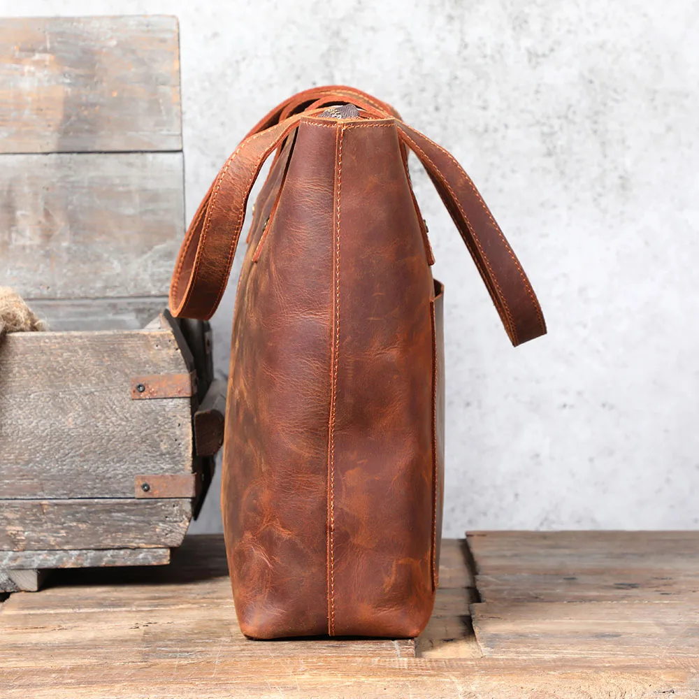 S.WORKER Vintage-Aktentasche aus hochwertigem Leder für Herren, Business-Handtasche, Laptoptasche, Unisex-Einkaufstasche mit großem Fassungsvermögen – Detail 11