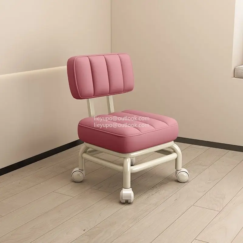 Household Backrest Small Stool, Universal Wheel Soft Bench Pulley Internet Celebrity Sofa Low Stool
