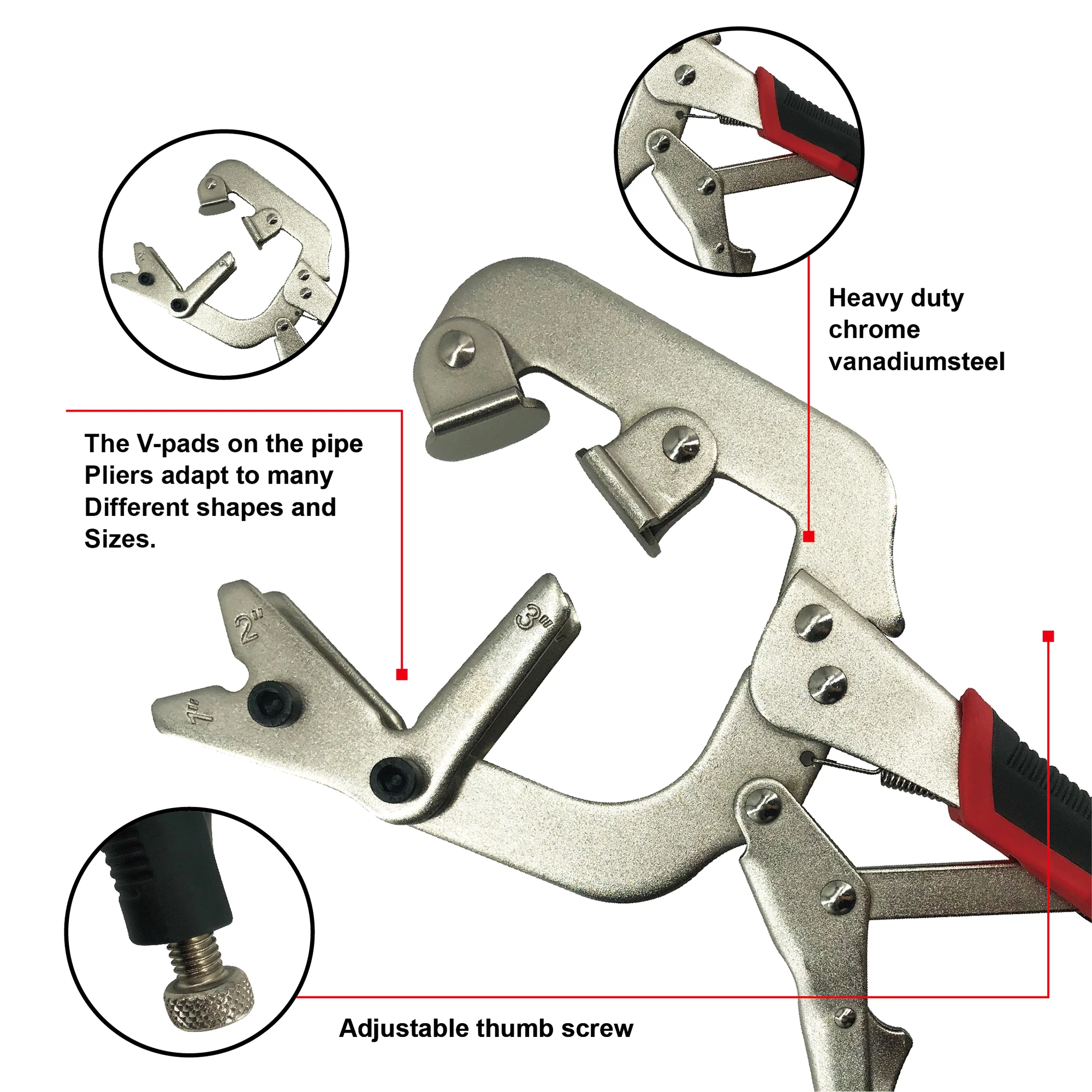 9.8 inch Pipe Clamp with 5 inch C-type Mini Clamp Locking Plier Set Toughbuilt Welding Pipe C-Clamp Multitool Hand Tools
