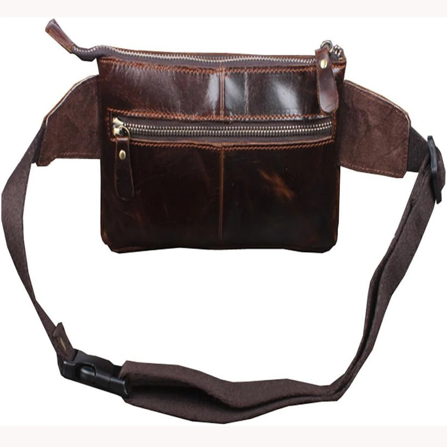 Hebetag Leather Waist Bag for Men and Women, Outdoor Travel, Sports, Running, Walking, Hiking, Hip-Hop Belt, Ultra-Thin Phone Wallet, Casual Waist Bag Wallet