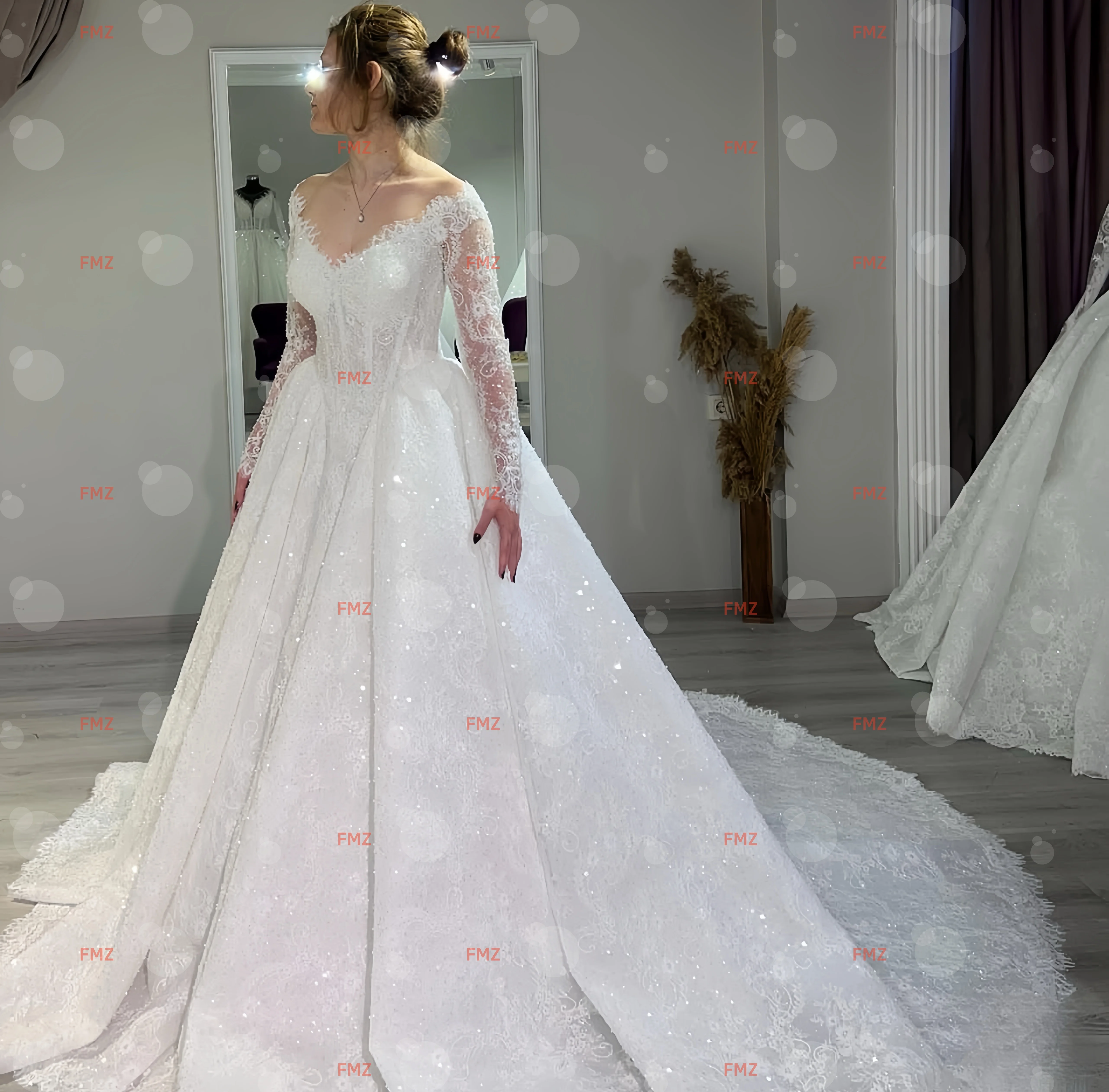 Бальное платье с милым воротником и длинными рукавами по индивидуальному заказу, элегантное кружевное свадебное платье, платья de novia amanda novias amanda novias, официальное