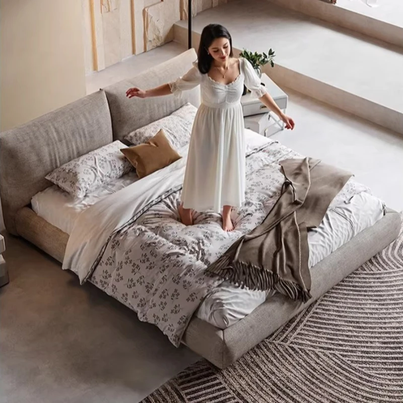 King Size Minimalist Double Bed 180x200cm Modern Comfortable Design Bed Frame Queen Cream Style Camas Matrimoniales Furniture