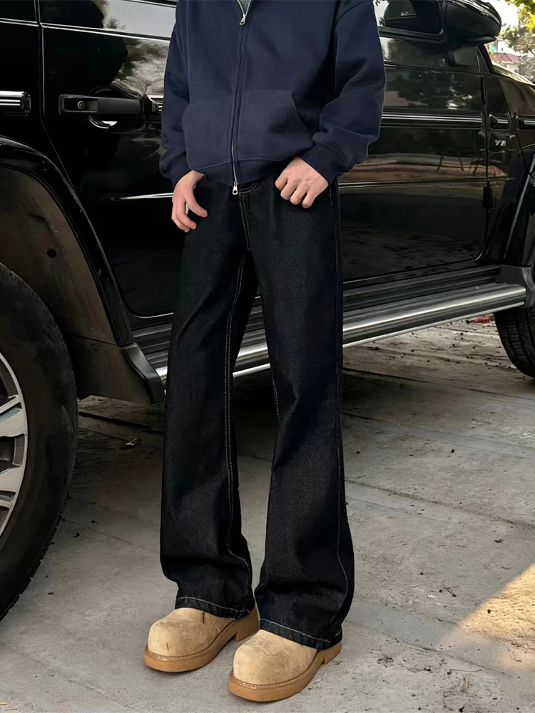 

Мужские джинсы Bla Original Denim: Весенние, в американском ретро-стиле, прямого кроя, с эффектом драпировки, низкой посадкой и застежкой-молнией