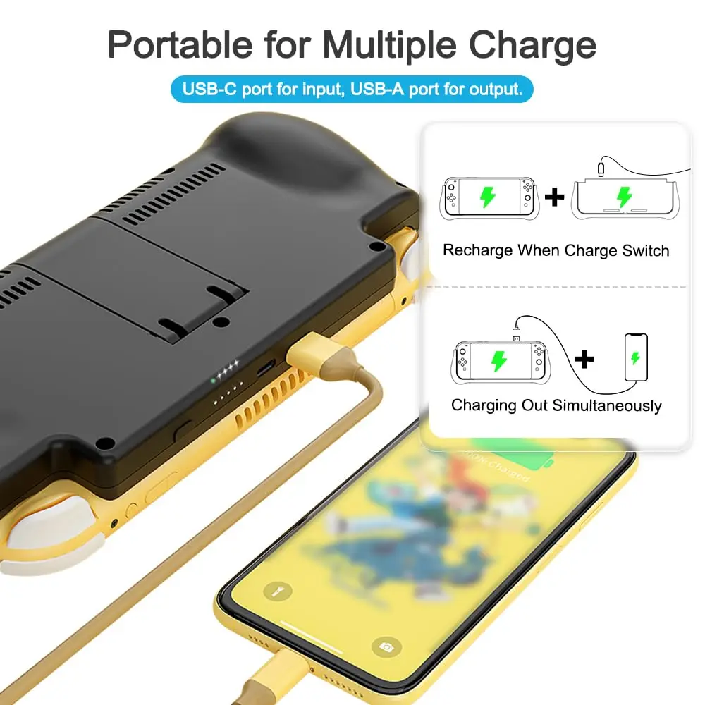 Battery Charger Case for Nintendo Switch Lite 10400mAh Portable Backup Charger Station Fast Charging Support PD & QC 3.0