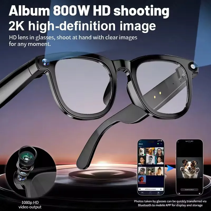 

AI Smart Glasses With High-definition Shooting Recognition Multifunctional ENC Call Noise Reduction Bluetooth Sunglasses