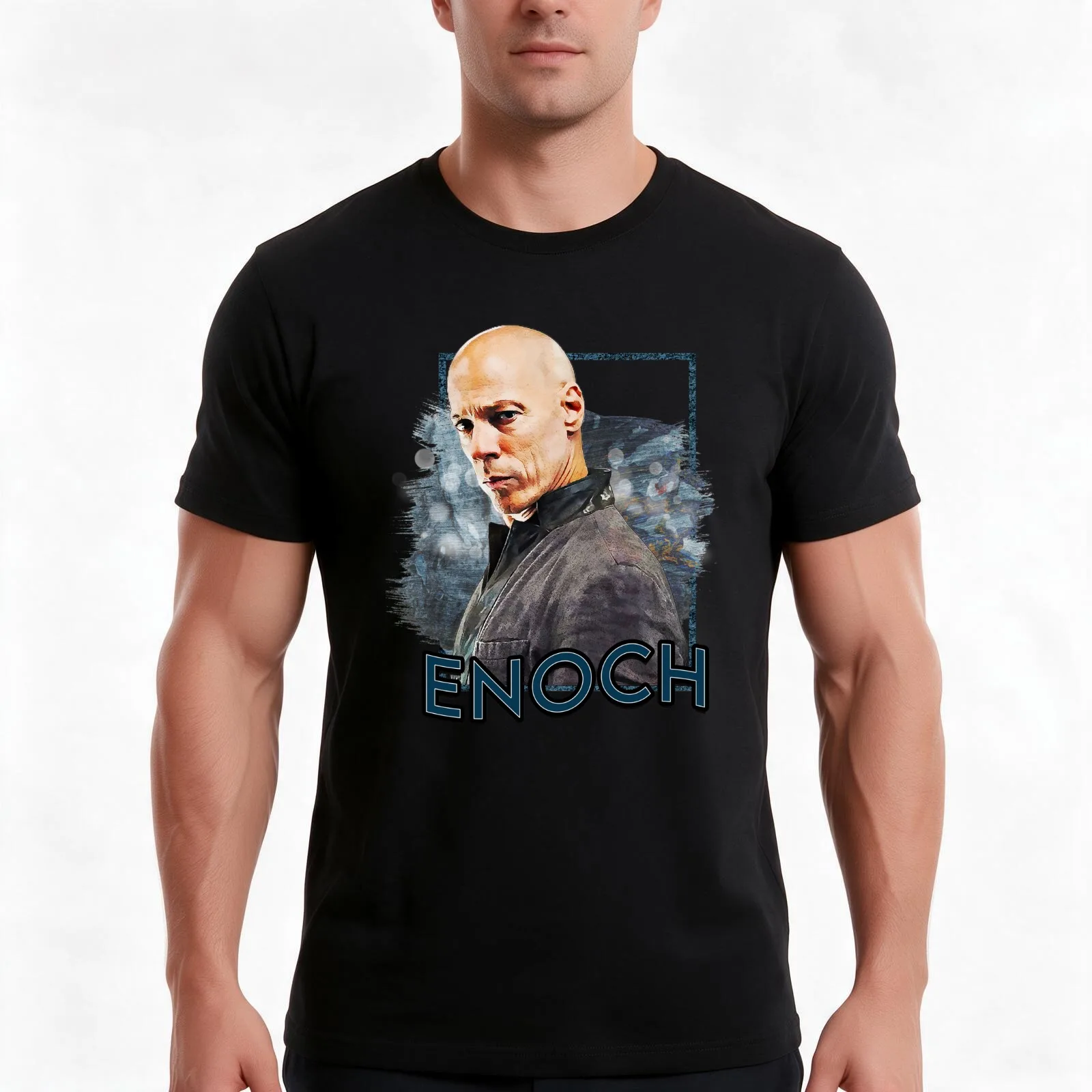Enoch T-Shirt, Summer Casual Cotton Tee, Oversized Streetwear Tops, Vintage Graphic Print, Loose Fit Short Sleeve, 100% Cotton