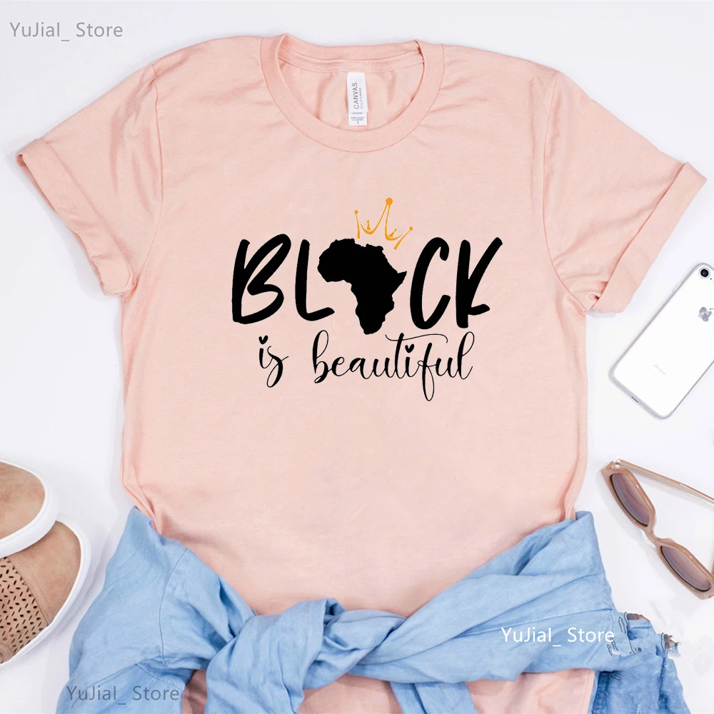 I Am Black Africa America Art Black Women T-Shirt Melanin Poppin Tshirt Femme Aesthetic Clothes Harajuku Shirt Summer Tops Tee