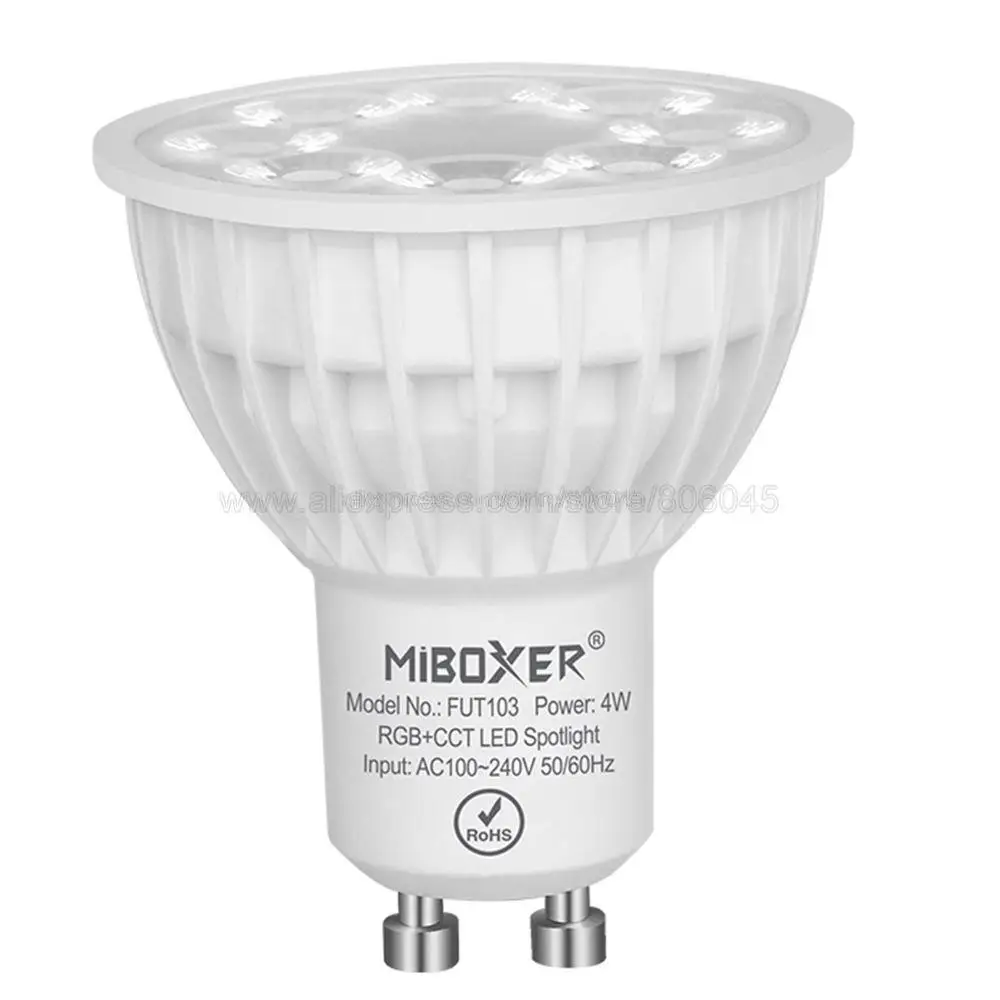 MiBoxer GU10 4W RGB+CCT LED Bulb Spotlight FUT103 110V 220V Full Color Remote Control Smart Bulb WiFi Compatible 4-Zone Remote