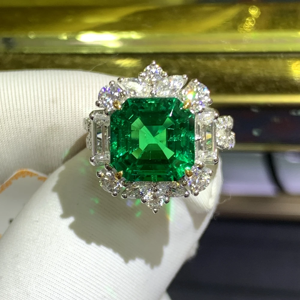 WUIHA Luxury 9K Gold 3EX 4.08CT GRC Muzo Emerald Gemstone Engagement Anniversary Rings for Women Gift Fine Jewelry Drop Shipping