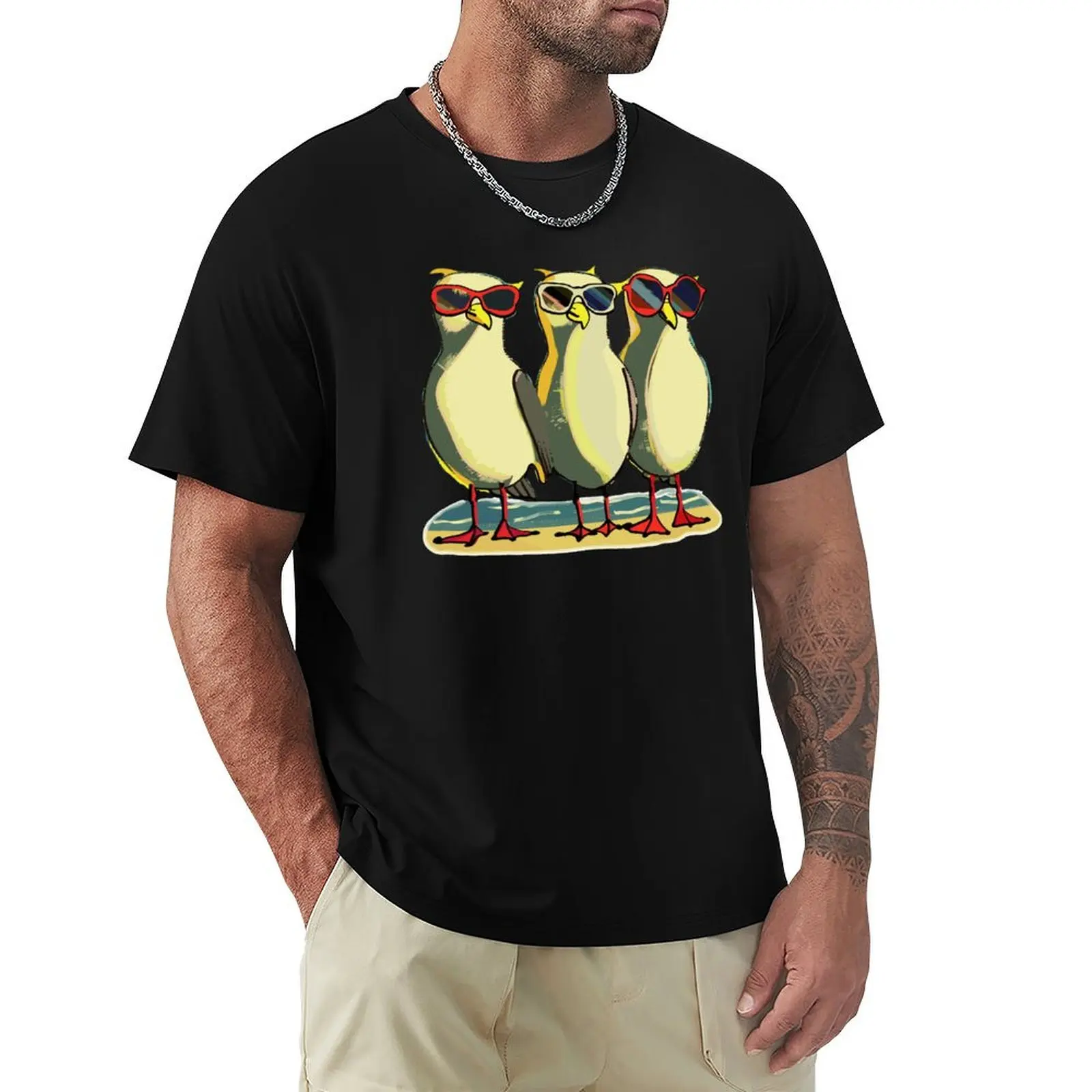 

Three Bird Buddies at the Beach T-Shirt Blouse tshirts personalised Anime t-shirt fitted t shirts for men