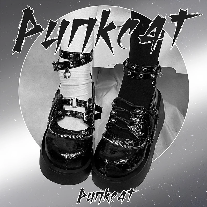 Cos Twin Shadow Punkcat Original Punk Thick Sole Shoes Y2k Subcultural Spicy Girl Gothic Lolita Songcake Shoes