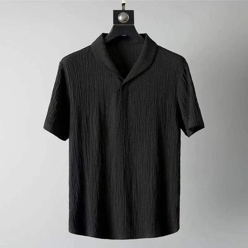 Sports Two Piece Mens Summer Streetwear Sets Casual Turn-down Collar Button Short Sleeve Tops And Trousers Suits Men Solid Suits