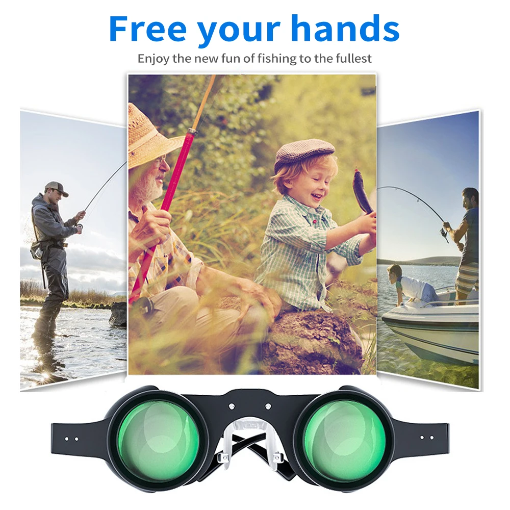 Fishing Binoculars Hands-Free Fishing Binoculars Portable Telescope Focal Length Adjustable for Bird Watching Sports Concerts