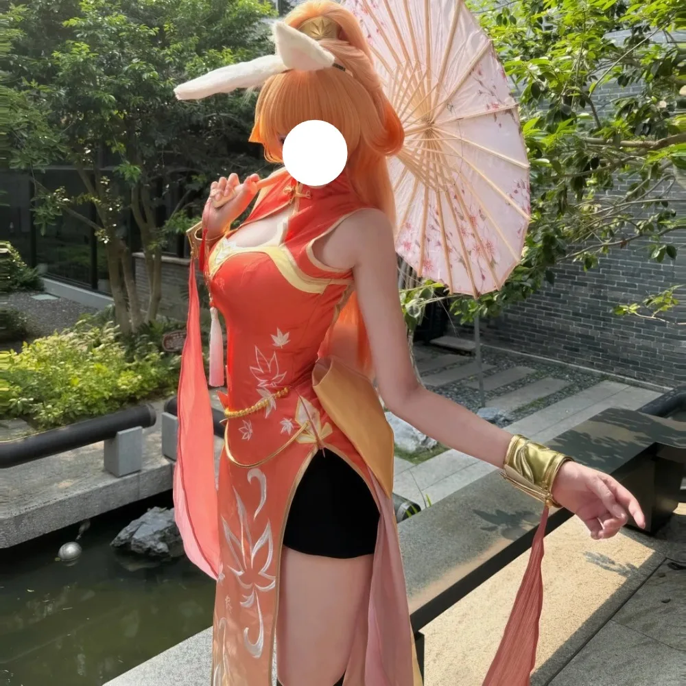 

Honor of Kings Gongsun Li Qipao Cosplay Costume | Full Set Chinese Dress with Bow Accessories for Halloween Comic Con 2026