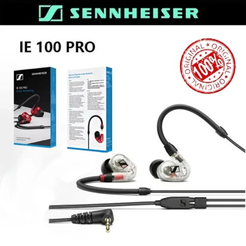 Fones de ouvido intra-auriculares Sennheiser IE 100 Pro originais com fio, HiFi, com cabo destacável.