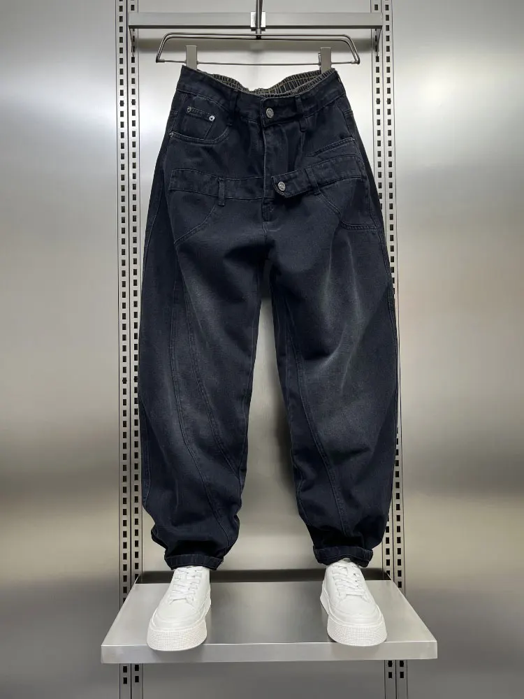 

Мужские джинсы-харлан свободного кроя, прямые брюки, осенне-зимняя повседневная одежда больших размеров для молодежи