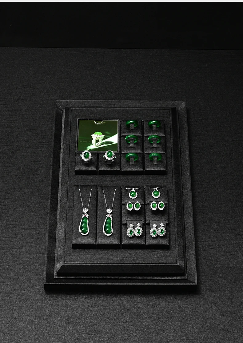 Oirlv Schwarzes Seidenstoff-Schmuckdisplay-Set, Mehrfach-Organizer für Halsketten, Ringe, Ohrringe, Edelsteine, für Ladentheken – Detail 11