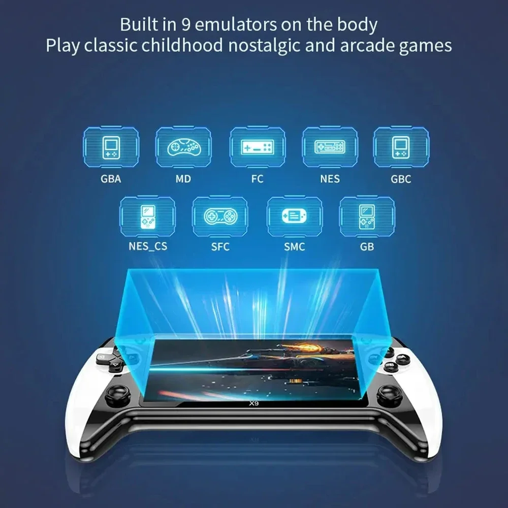 X9 Retro Handheld Video Game Console 2000+ Games 1500mAh 5.5-Inch IPS Screen Mini Portable Handheld Video Player 8GB Kids Gift