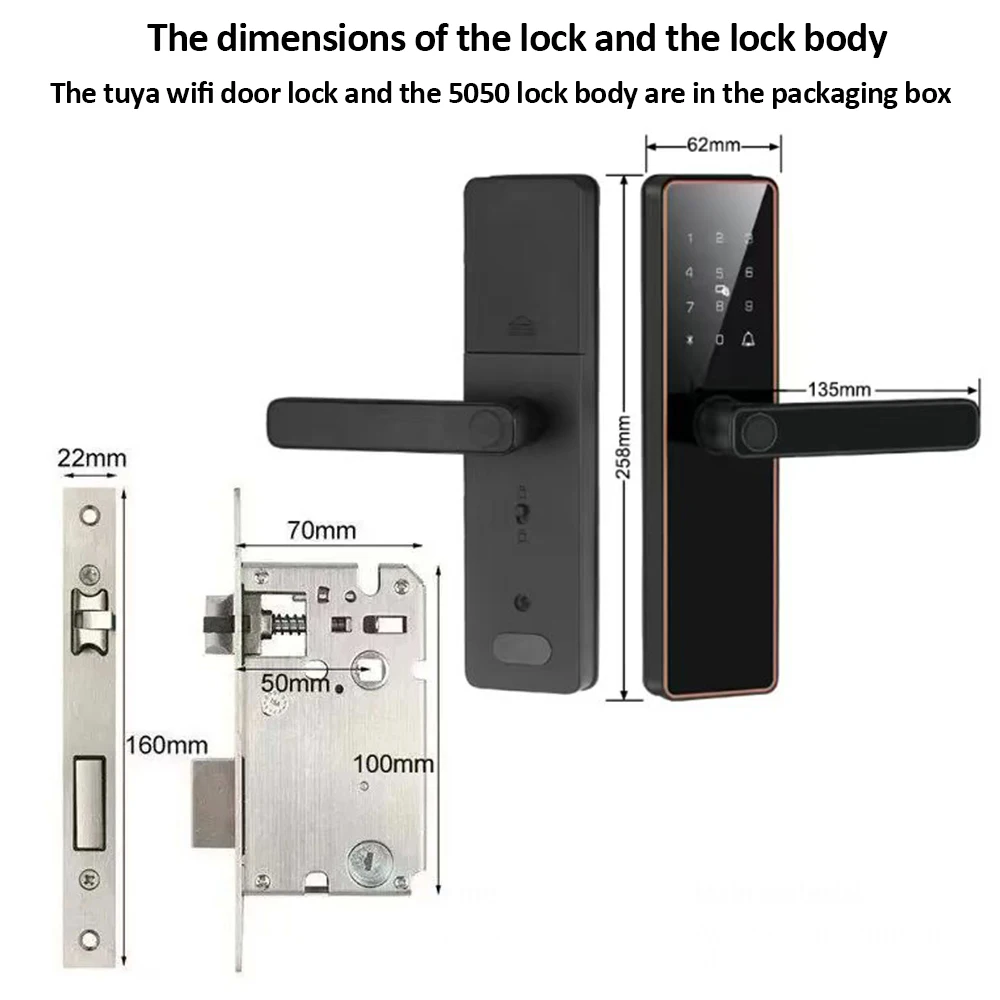 Tuya WiFi Smart Home Digital Electronic Lock Biometric Fingerprint Intelligent Door Lock for Home Security Protection