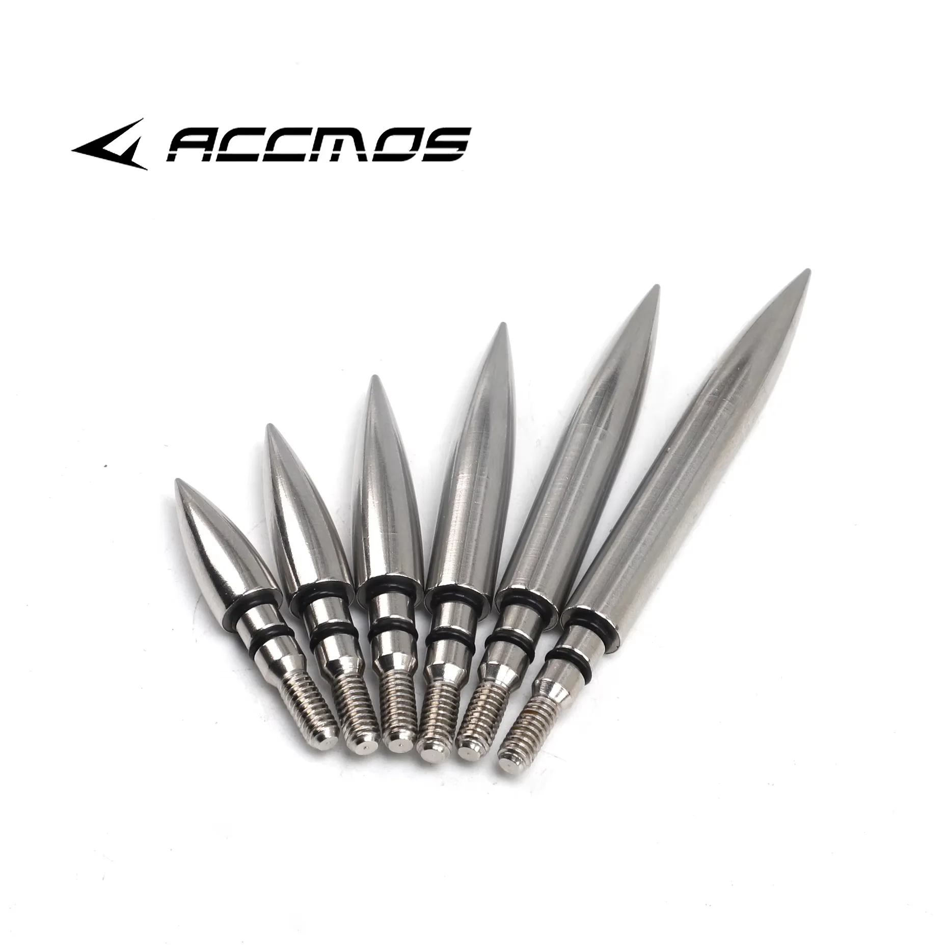 12PC Archery Stainless Steel Bullet Point Tip 100/125/150/200/250/300grain OD7.14/7.54/7.93mm Arrow Shaft Screw Thread Arrowhead