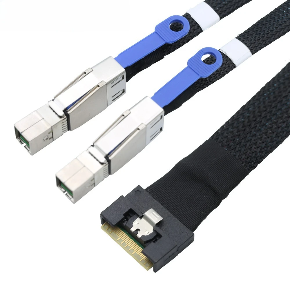 ADT-Link PCI-E Slimline SFF-8654 8I Plug-in anti-curto com tudo incluído para 2 SAS HD 8644 comprimento de cablagens de serviço de cabo de extensão