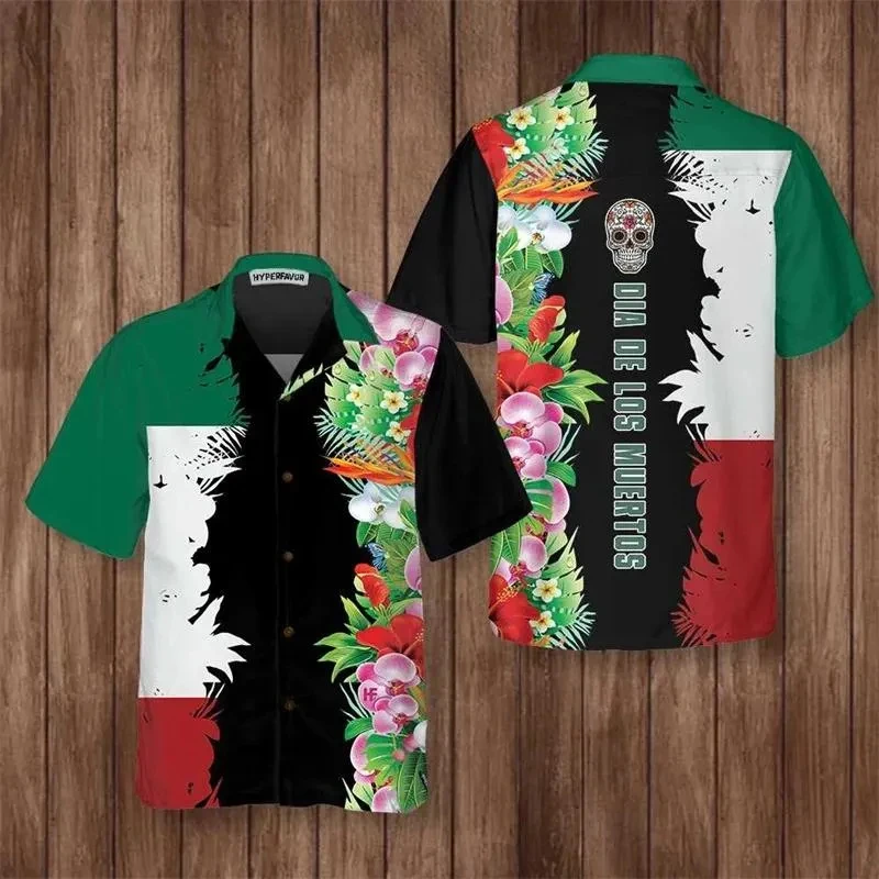 

2025 New Mexico Flag 3d Print Casual Outdoor Shirts Men Fashion Streetwear Hawaiian Beach Casual Lapel Loose Short Sleeve Shirt