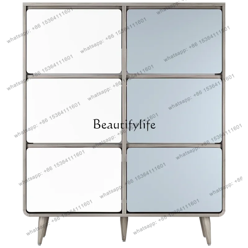 Nordic Simple Shoe Cabinet Modern Household Hallway Ultra-Thin Large Capacity Tilting Shoe Cabinet Storage Cabinet