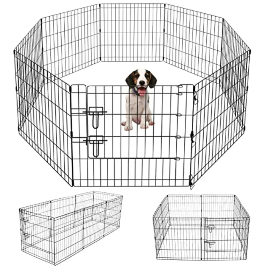

Pet Playpen Puppy Playpen Kennels Dog Fence Exercise Pen Gate Fence Foldable Dog Crate 8 Panels 24 Inch Kennels Pen Playpen Opt