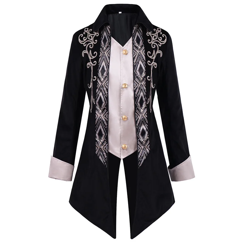 New Hot Halloween Men Steampunk Gothic Victorian Jacket Vintage Tailcoat Medieval Frock Coat Uniform Renaissance Costume Homme