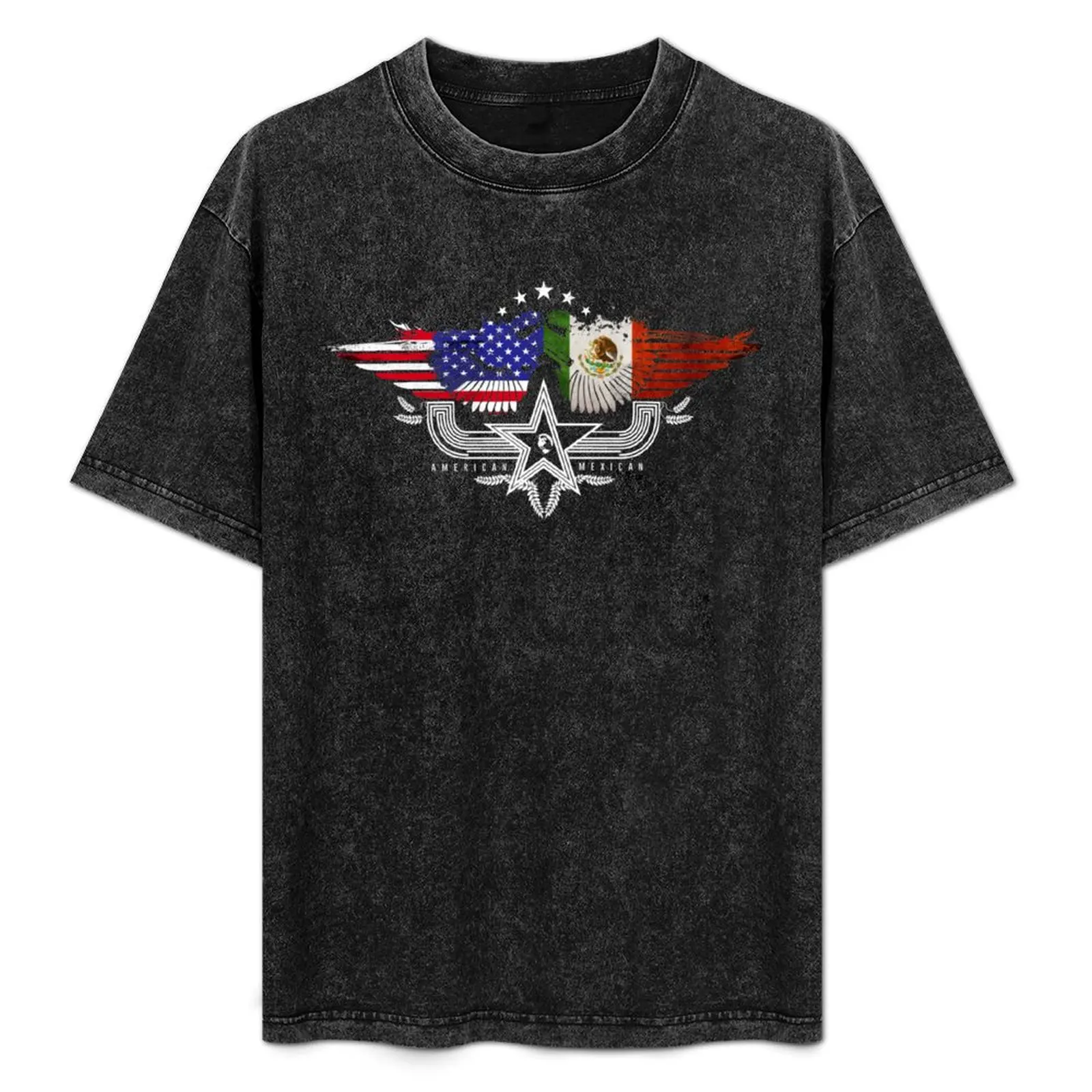 

Mexican American Flag USA Mexico T-Shirt Gym Exercise Short Sleeve T-Shirt