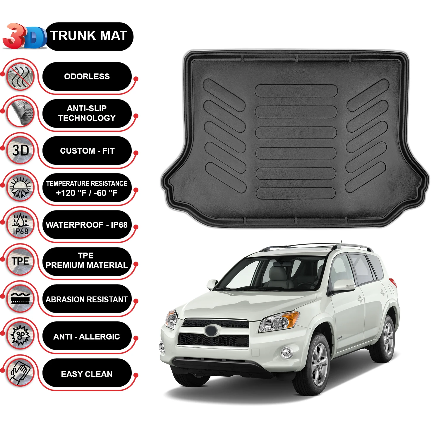 Toyota Rav4 2006-2013 Cargo Liner Rear Trunk Floor Mat