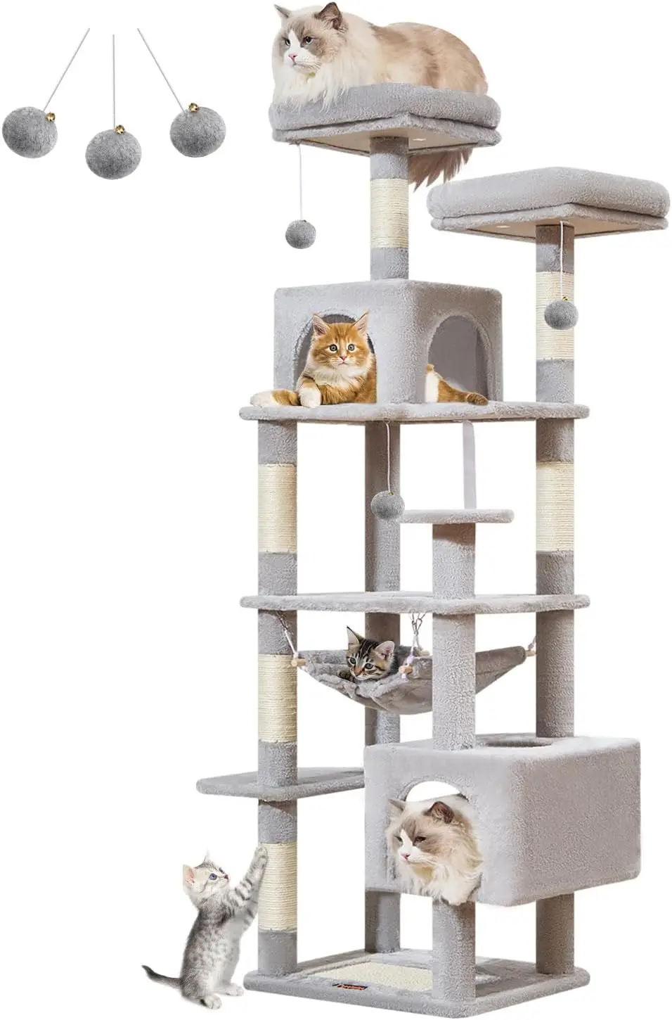 

Cat Tree, 68-Inch Cat Tree Cat Tower for Indoor Cats, Plush Multi-Level Cat Condo with 6 Scratching Posts, 2 Perches, 2