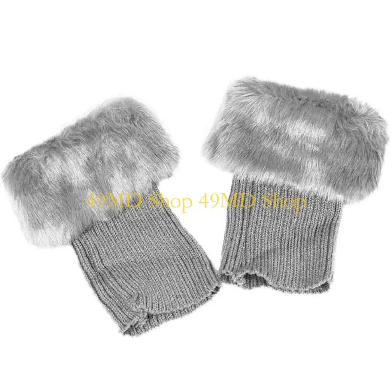 49MD قصيرة النساء أصفاد للأحذية عالية الرقبة (الأحذية عالية الرقبة) الجوارب توبر الجراميق مع أفخم تقليم الشتاء مضلع محبوك بلون