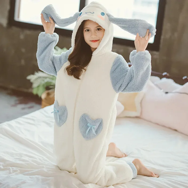 

LQAnime Cinnamoroll Winter Kigurumi Pajamas Onesie Flannel Kids Cartoon Girl Boy Toddler Jumpsuit Clothes Pyjamas Outfits Gift