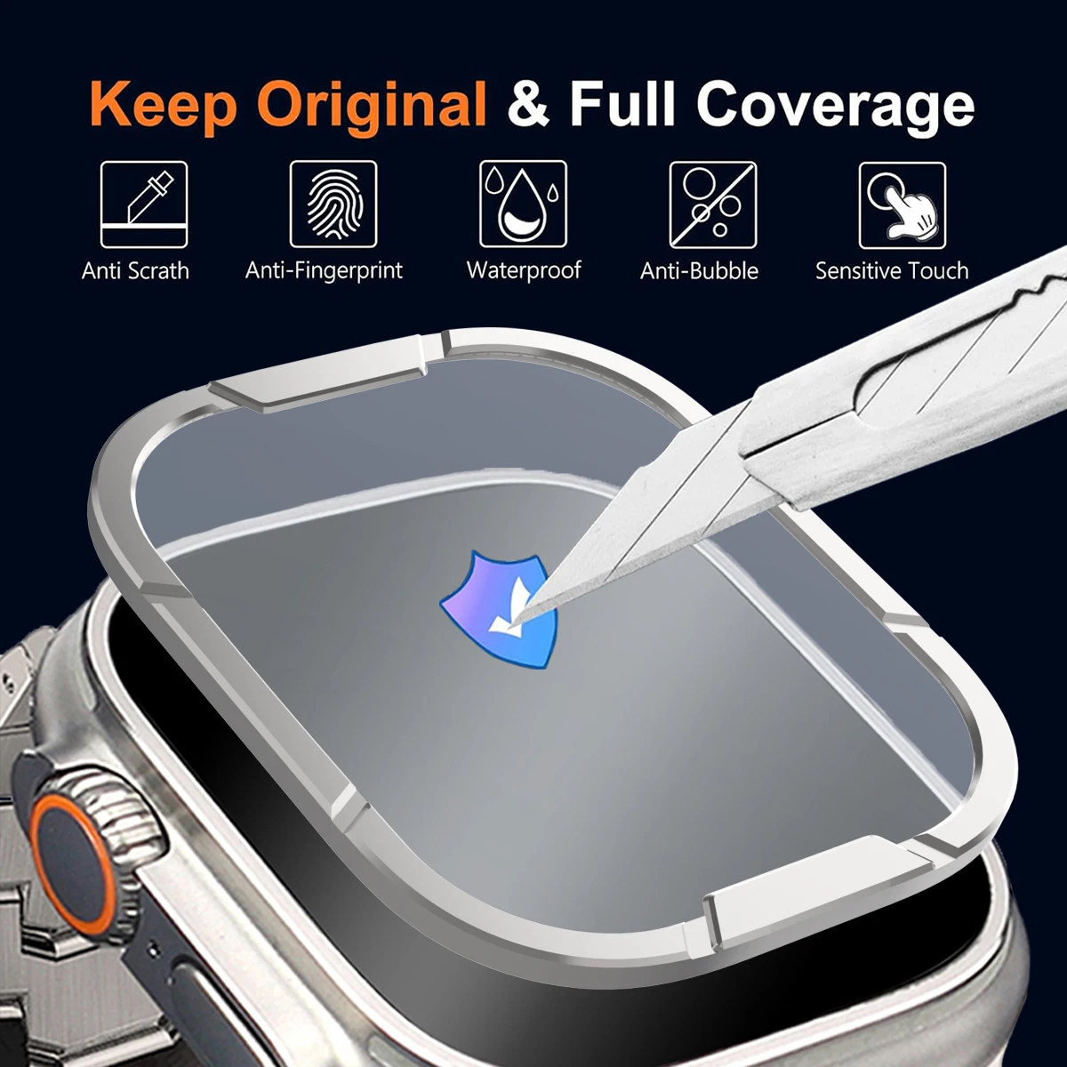 Protecteur d'écran en verre trempé pour Apple Watch Ultra 2, verre de 49mm + pare-chocs en métal anti-rayures, accessoire iWatch série Ultra 49MM