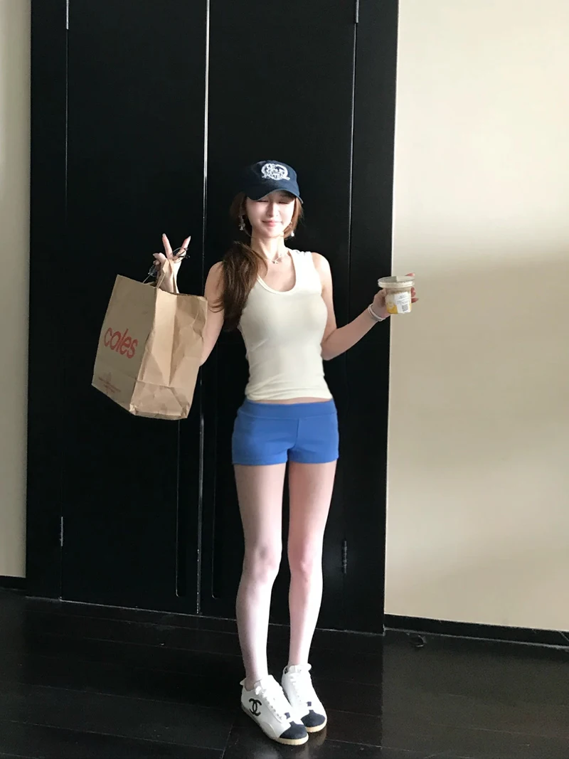 Women's Modal Air Layer Low Rise Booty Shorts Y2K Slim Fit Mini Shorts