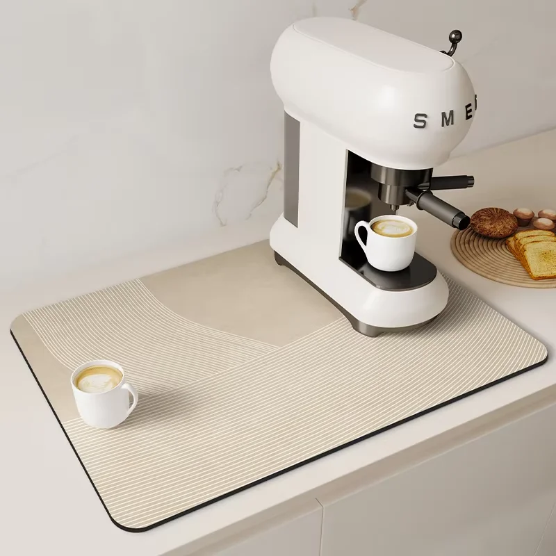 VIKAMA Nordic Minimalist Coffee Machine Mat, Kitchen Tabletop Dish Drain Protection Mat, Home Decoration