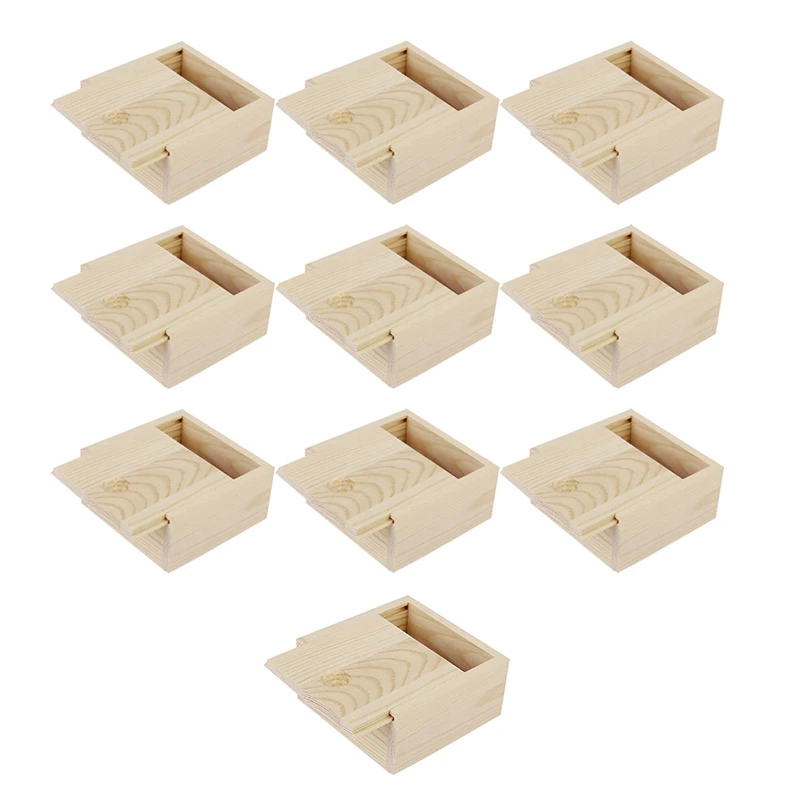 

10Pcs 8.5X8.5X4cm Handmade Wooden Box Soap Jewelry Container Sliding Cover Box