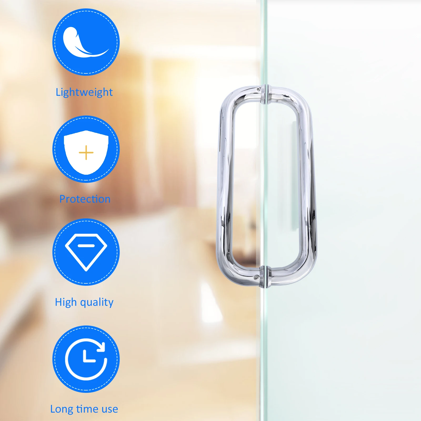 

Stainless Steel Door Handle Glass Knobs Bathroom Shower Toilet Durable Grab Handles Modern Polished Craftsmanship Long Practical