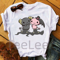 Kawaii Halloween T Shirt Summer Short Sleeve Lloromannic Tshirt Daily Fashion Clothes Women Aesthetic Round Neck T-Shirts