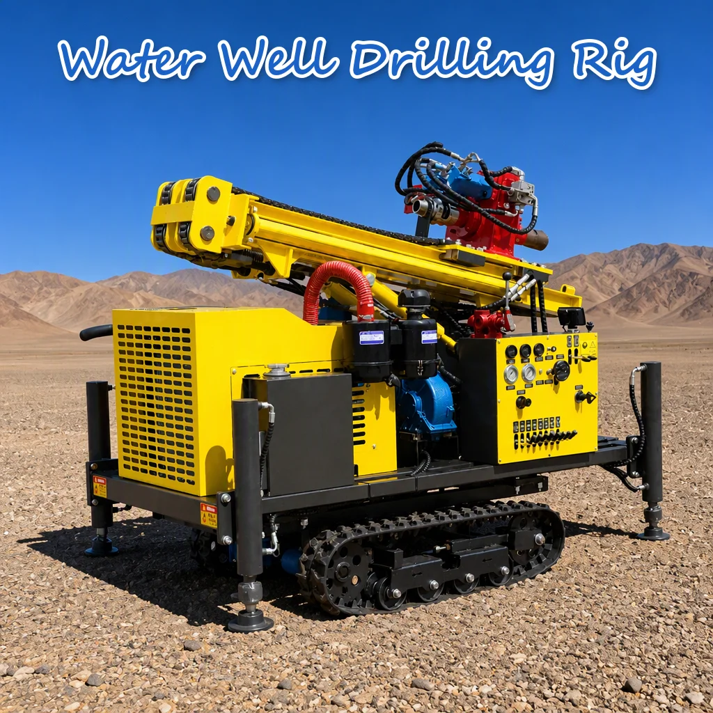 Customized Diesel Engine Hydraulic Drive Water Well Drilling Rig 200 Meter Deep Crawler Frame Easy Move for Home Water Supply