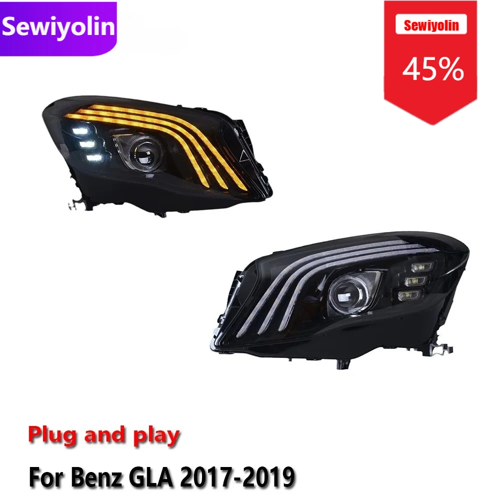 

Sewiyolin Car DRL LED Headlight Assemblies For Benz GLA 200 260 2017-2019 Fog DRL Brake Turn Signal Lamp Plug And Play