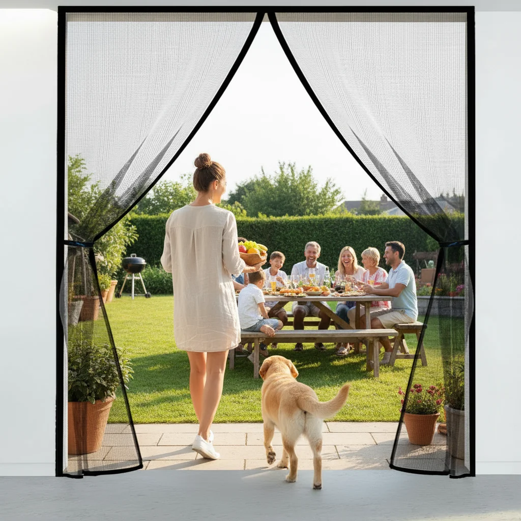 Upgraded PP Nano Magnetic Screen Door, Auto-Close Insect-Proof Mesh for Home. Tool-Free Install, Hands-Free Entry, Blocks Bugs