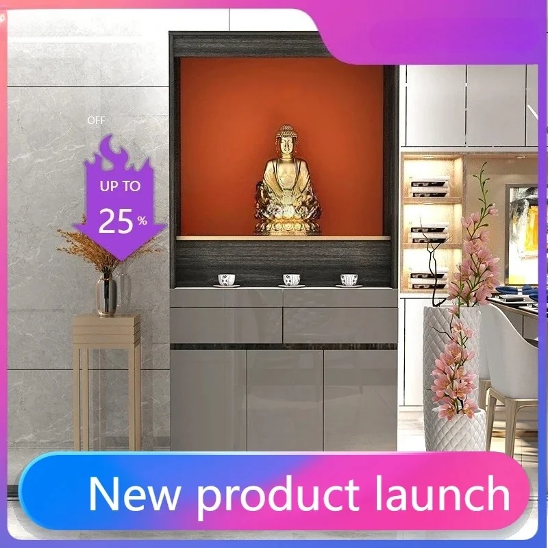 Modern Light Luxury Buddha Cabinet with Door Shentai Standing Cabinet Household Living Room God of Wealth Sacrifice Table