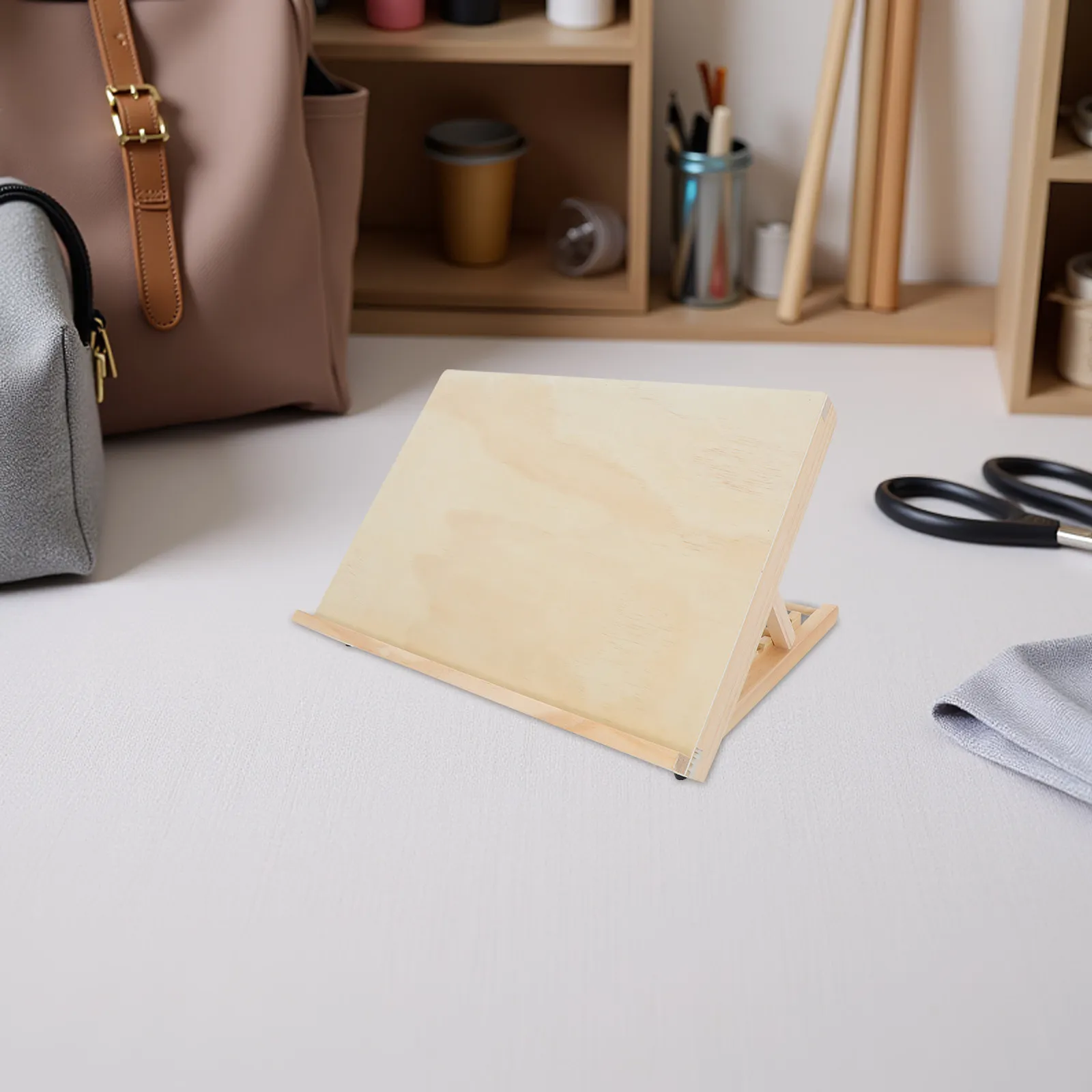 Portable Foldable Desktop Painting Easel Adjustable Height Artist Tabletop Stand for Travel Drawing Painting Display Small Wood