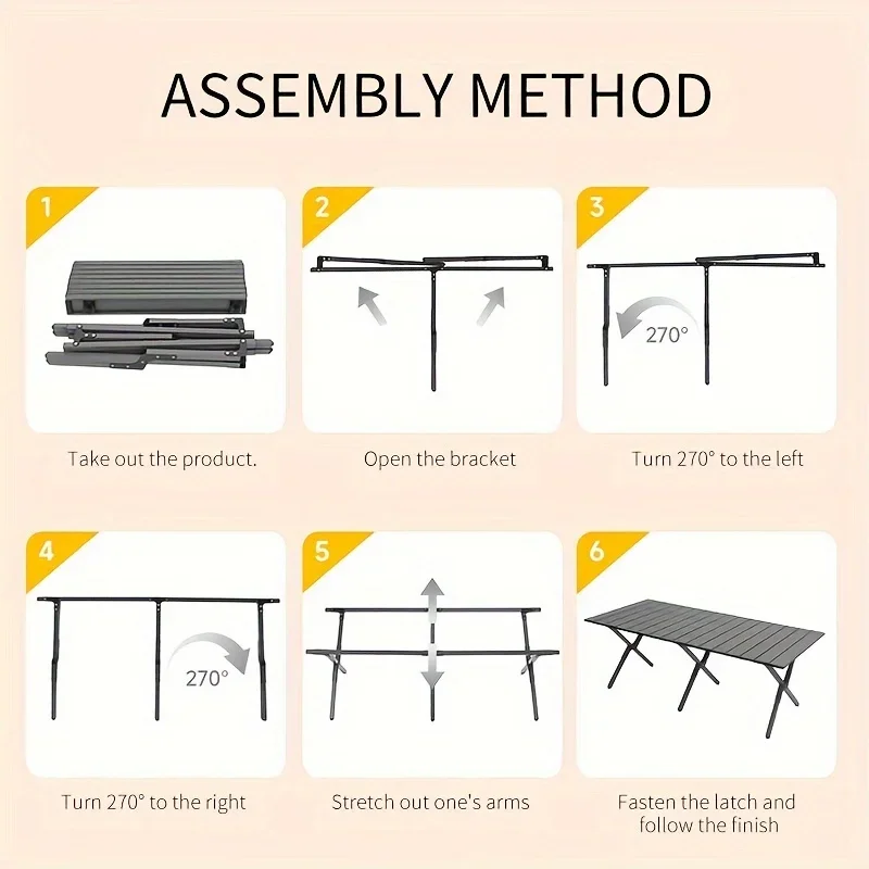 Folding Picnic Table,Portable 4ft Roll-Up Camping Table Egg Roll Table with Storage Bag for 4-6 People, Low Foldable Long Table image 5