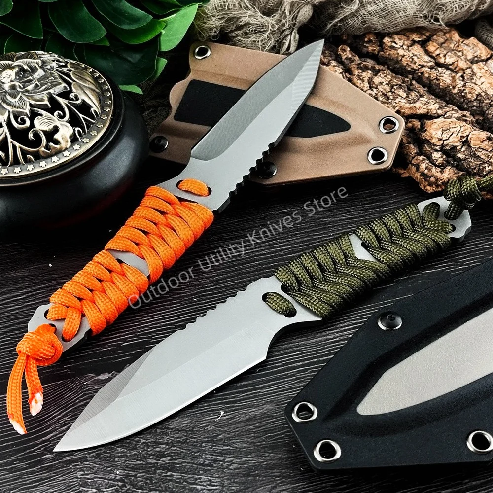 New Compact Multifunctional Folding Knife Fixed Blade SheathPortable Outdoor Knife Hiking Camping Featuring 8Cr13Mov Blade