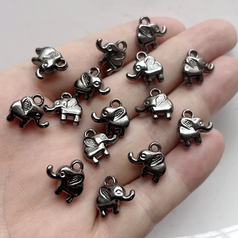 20pcs 13mm metal black mini elephant beaded pendant diy earrings bracelet Decorative accessories Jewelry decoration