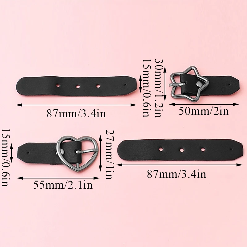 Adjustable Pleated Skirt Button Neckline PU Leather Buckle Decorative Belt Buckle Removable Nail-free Cuff Decoration DIY