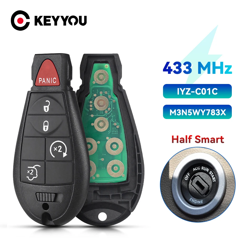 

KEYYOU Key Remote Fob 434Mhz M3N5WY783X For Chrysler 300C Voyager 2008 2009 2010 for Jeep Cherokee for Dodge Caliber Journey